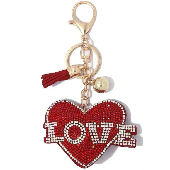 Love Heart Puffy Bling Keychain - Picture 1 of 1